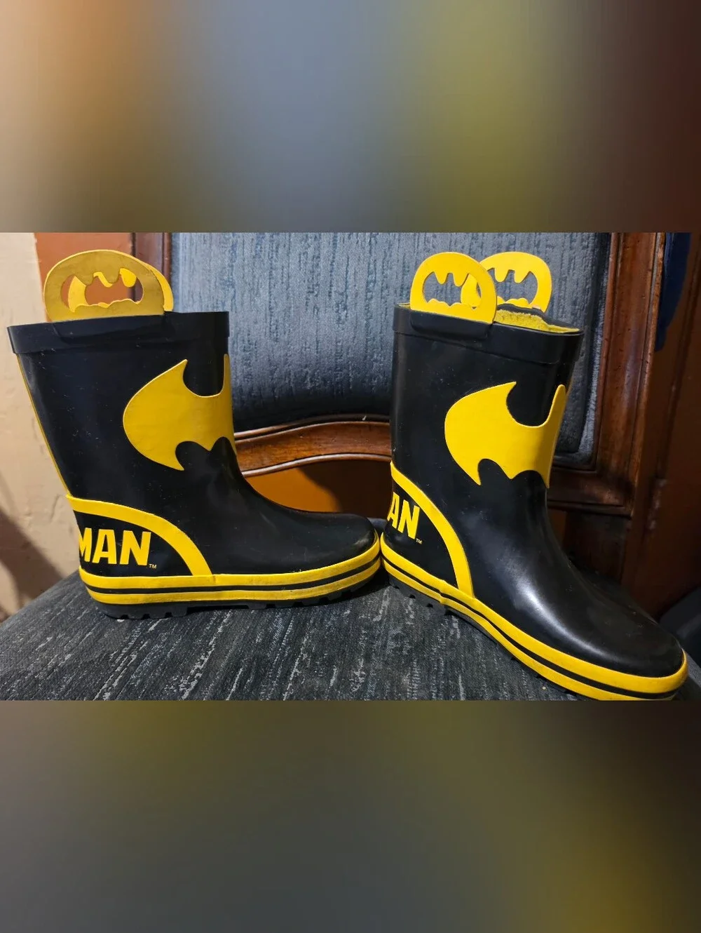 Western Chief Kids Black & Yellow Rain Boots with Pull Tabs